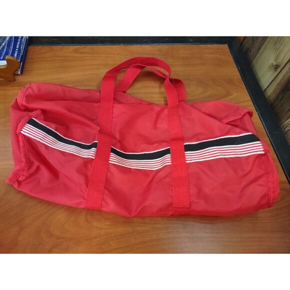 Vintage Pizza Hut Duffle Bag Small Size Red Nylon with Stripe - Picture 4 of 5